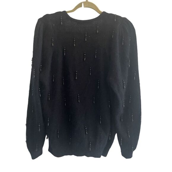 Vintage Malina Wong Black Beaded Wrap Sweater Angora Women’s German Sz 42 US 10 - Picture 5 of 5